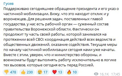 Элиты Черноземья в соцсетях: наличие «настоящих мужчин» и реакция на частичную мобилизацию