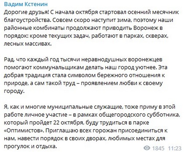Элиты Черноземья в соцсетях: День отца, обещающий уборку мэр и очистивший Центральный парк глава города